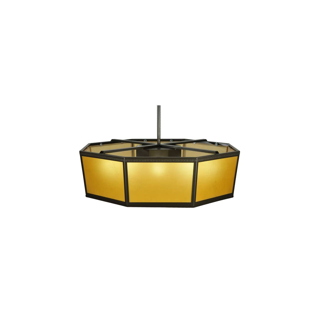 Eltham 4 Light 36" Wide Pendant with Amber Art Glass Shade - Timeless Bronze Finish