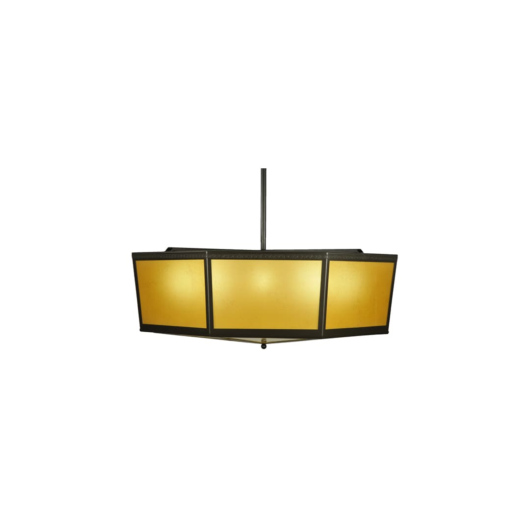 Eltham 4 Light 36" Wide Pendant with Amber Art Glass Shade - Timeless Bronze Finish