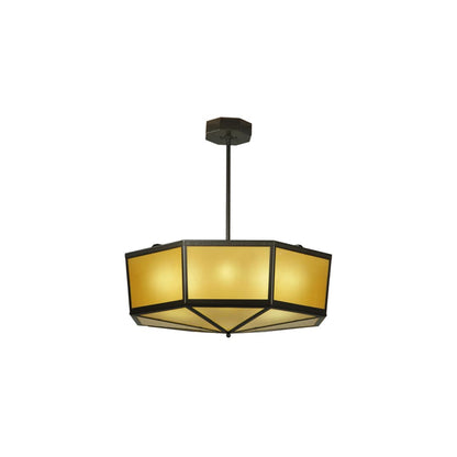 Eltham 4 Light 36" Wide Pendant with Amber Art Glass Shade - Timeless Bronze Finish