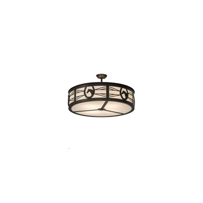 Horseshoe 4 Light 30" Wide Semi-Flush Drum Ceiling Fixture