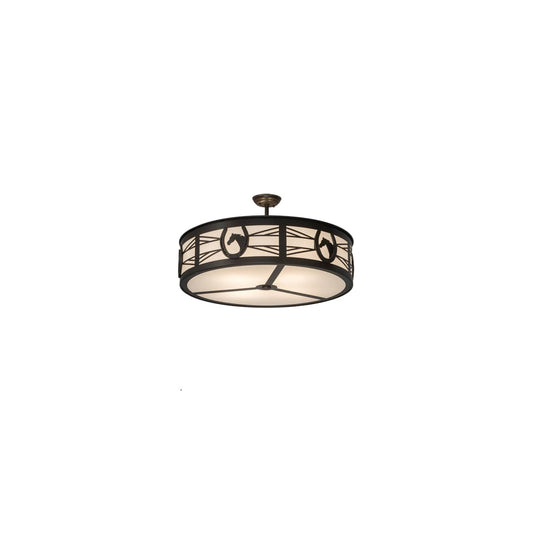 Horseshoe 4 Light 30" Wide Semi-Flush Drum Ceiling Fixture