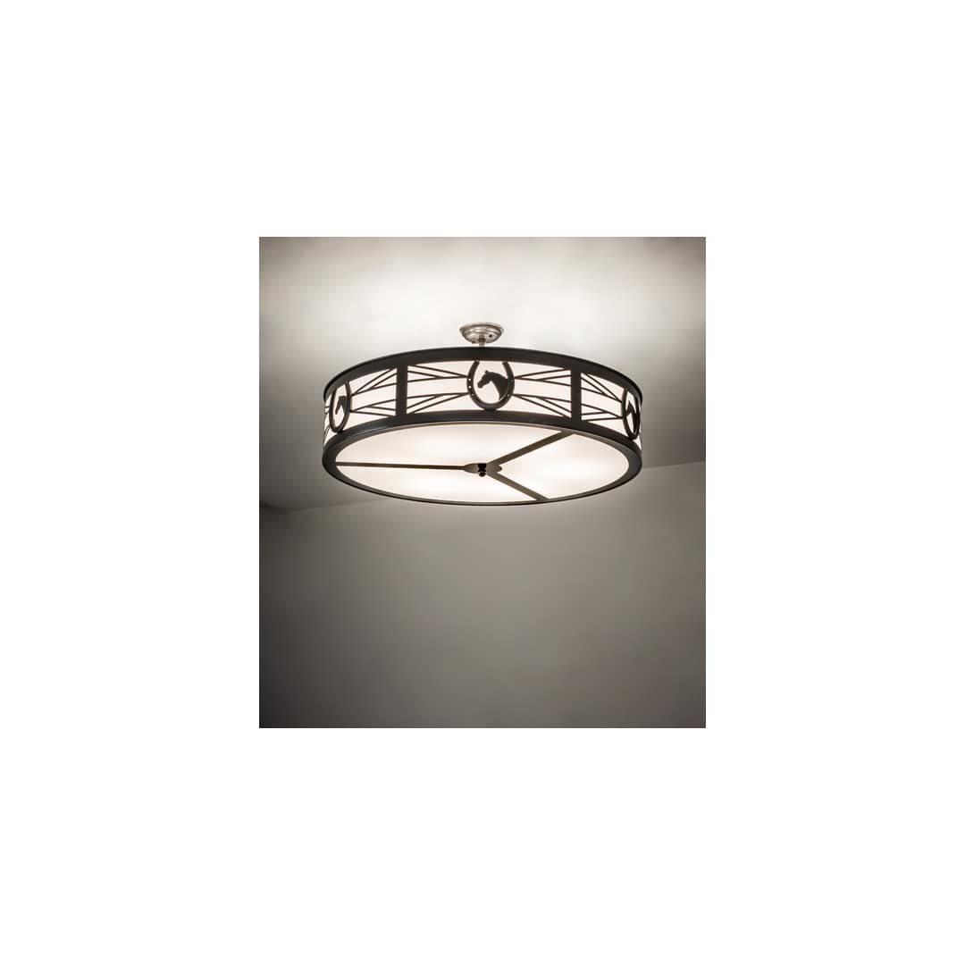 Horseshoe 6 Light 36" Wide Semi-Flush Drum Ceiling Fixture