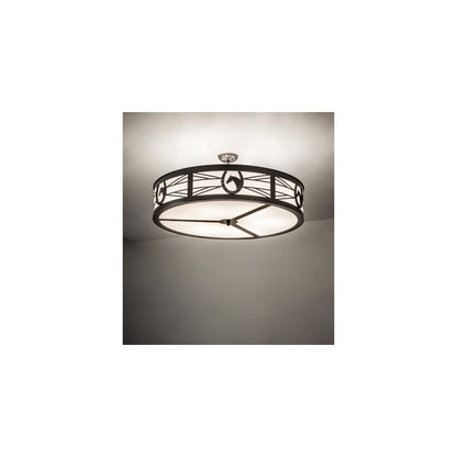 Horseshoe 6 Light 36" Wide Semi-Flush Drum Ceiling Fixture