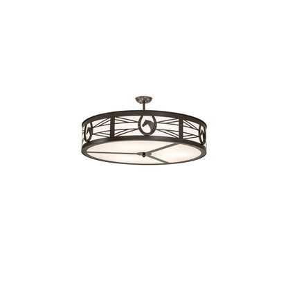 Horseshoe 6 Light 36" Wide Semi-Flush Drum Ceiling Fixture