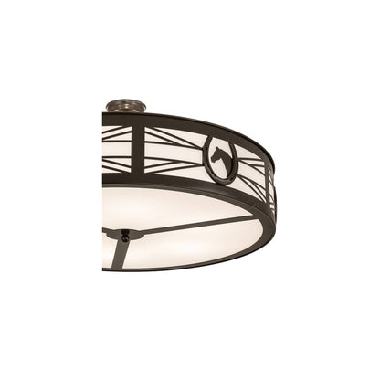 Horseshoe 6 Light 36" Wide Semi-Flush Drum Ceiling Fixture