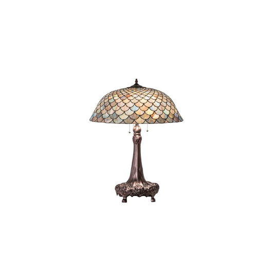 Tiffany Fishscale 3 Light 31" Tall Buffet Table Lamp