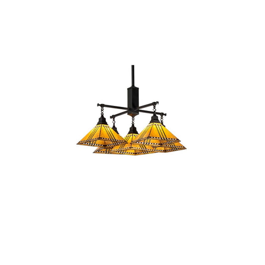 Square Prairie Corn 5 Light 54" Wide Chandelier