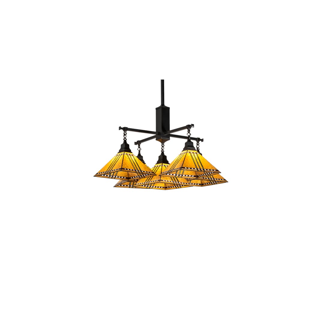 Square Prairie Corn 5 Light 54" Wide Chandelier
