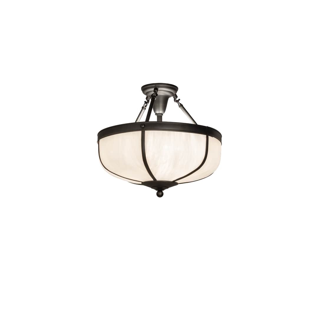 Arts and Crafts 3 Light 18" Wide Semi-Flush Bowl Ceiling Fixture - Craftsman Brown Finish