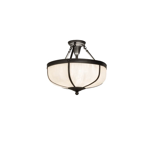 Arts and Crafts 3 Light 18" Wide Semi-Flush Bowl Ceiling Fixture - Craftsman Brown Finish