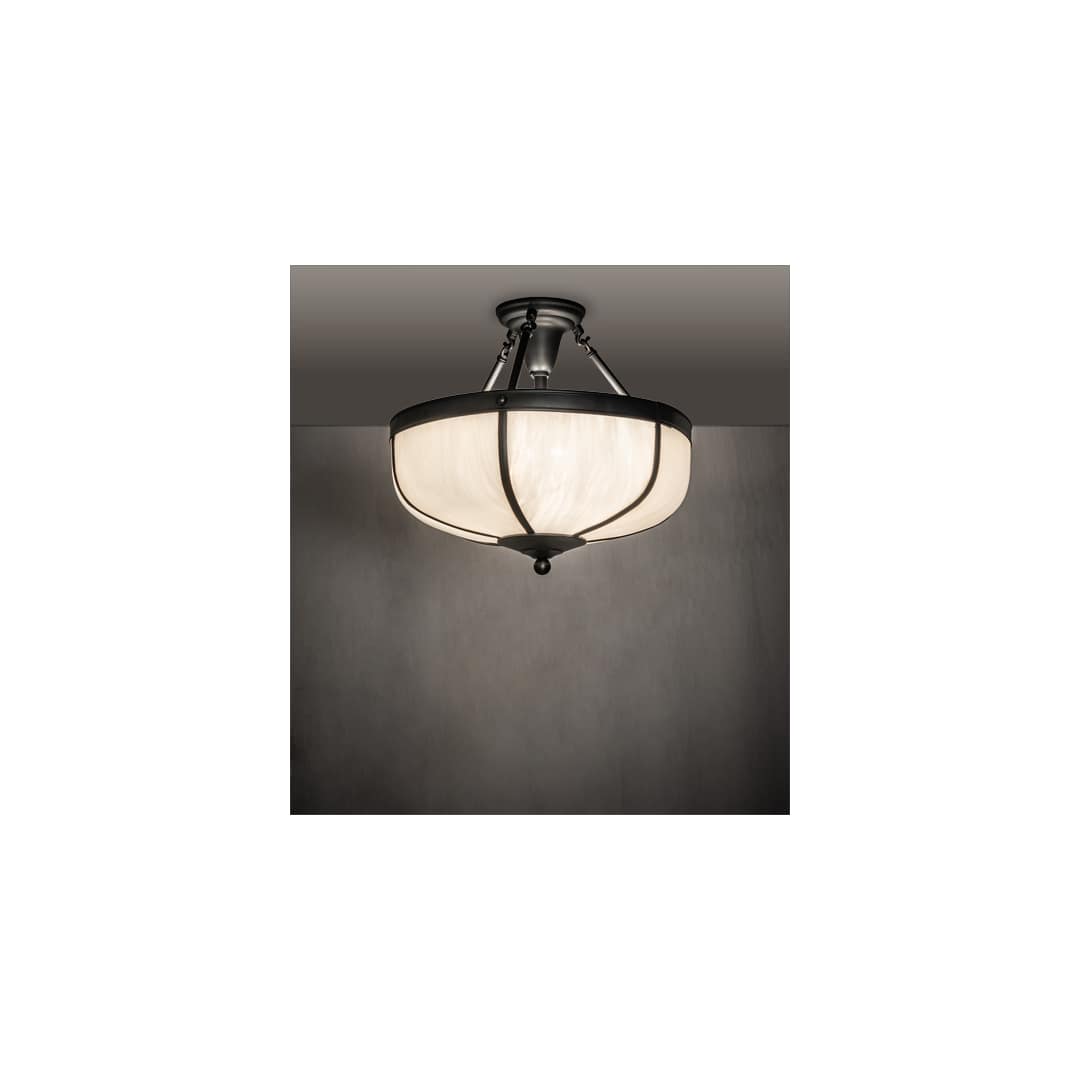 Arts and Crafts 3 Light 18" Wide Semi-Flush Bowl Ceiling Fixture - Craftsman Brown Finish