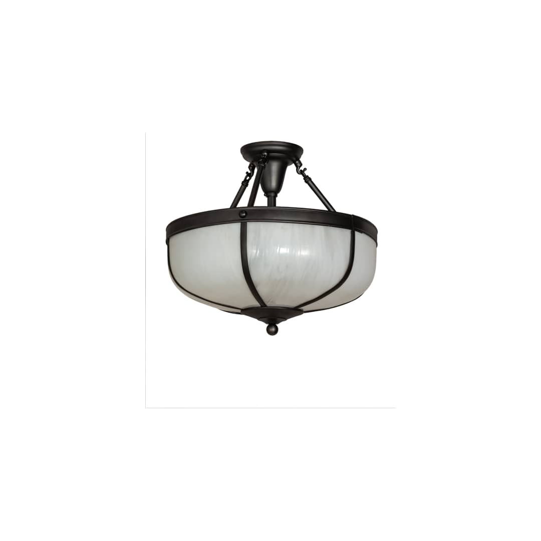 Arts and Crafts 3 Light 18" Wide Semi-Flush Bowl Ceiling Fixture - Craftsman Brown Finish