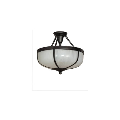 Arts and Crafts 3 Light 18" Wide Semi-Flush Bowl Ceiling Fixture - Craftsman Brown Finish