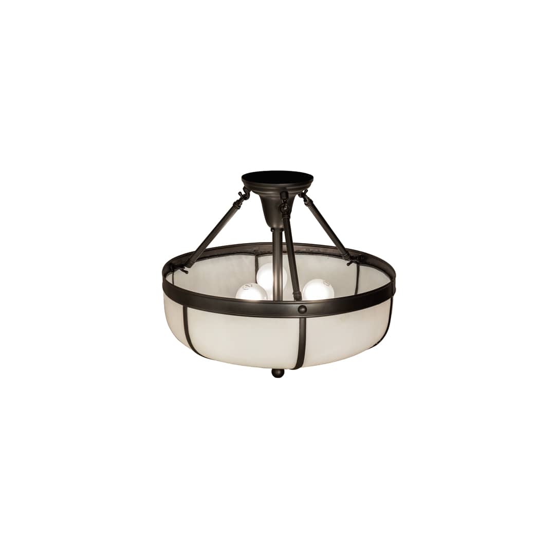 Arts and Crafts 3 Light 18" Wide Semi-Flush Bowl Ceiling Fixture - Craftsman Brown Finish