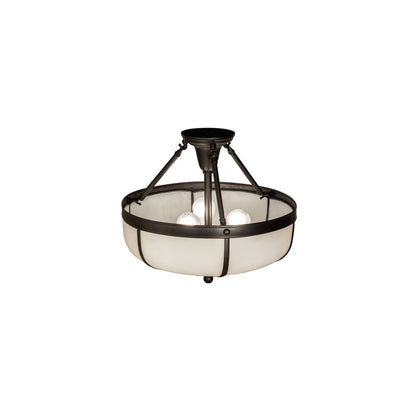 Arts and Crafts 3 Light 18" Wide Semi-Flush Bowl Ceiling Fixture - Craftsman Brown Finish