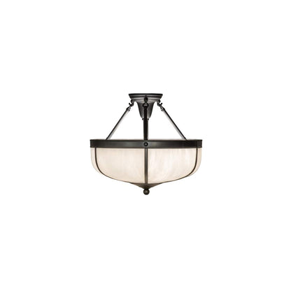 Arts and Crafts 3 Light 18" Wide Semi-Flush Bowl Ceiling Fixture - Craftsman Brown Finish