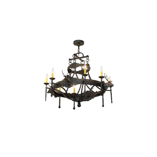 Stag 8 Light 40" Wide Taper Candle Style Chandelier