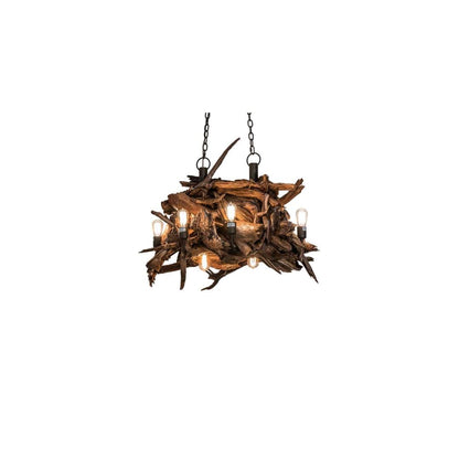 Long Driftwood 8 Light 26" Wide Abstract Chandelier