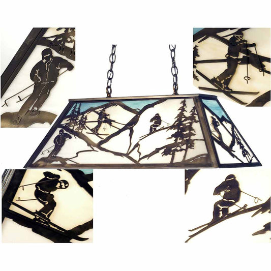 Alpine 9 Light 33" Wide Billiard Chandelier with Multi-colored Glass Shade