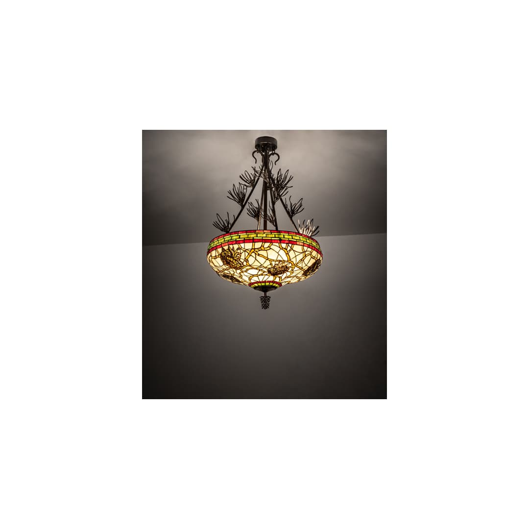 Pinecone 4 Light 40" Tall Semi-Flush Bowl Ceiling Fixture - Antique Copper Finish