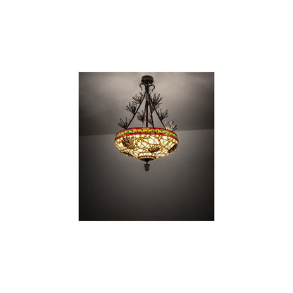 Pinecone 4 Light 40" Tall Semi-Flush Bowl Ceiling Fixture - Antique Copper Finish