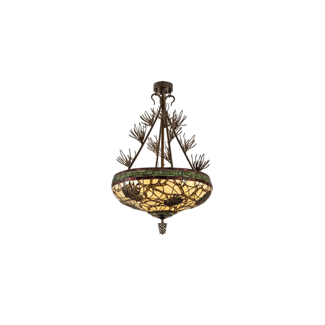 Pinecone 4 Light 40" Tall Semi-Flush Bowl Ceiling Fixture - Antique Copper Finish