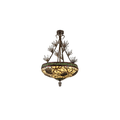 Pinecone 4 Light 40" Tall Semi-Flush Bowl Ceiling Fixture - Antique Copper Finish