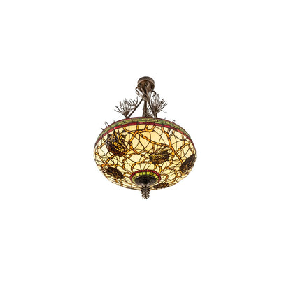 Pinecone 4 Light 40" Tall Semi-Flush Bowl Ceiling Fixture - Antique Copper Finish