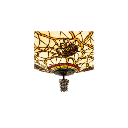 Pinecone 4 Light 40" Tall Semi-Flush Bowl Ceiling Fixture - Antique Copper Finish