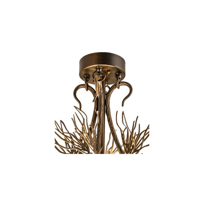 Pinecone 4 Light 40" Tall Semi-Flush Bowl Ceiling Fixture - Antique Copper Finish