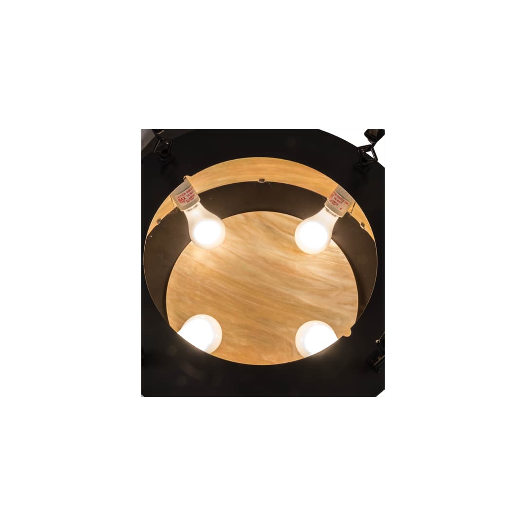 Pomona 4 Light 18" Wide Semi-Flush Drum Ceiling Fixture with Iridized Glass Shade - Craftsman Brown Finish