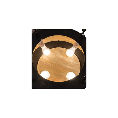 Pomona 4 Light 18" Wide Semi-Flush Drum Ceiling Fixture with Iridized Glass Shade - Craftsman Brown Finish