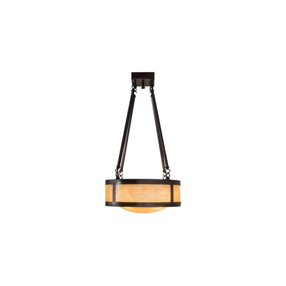 Pomona 4 Light 18" Wide Semi-Flush Drum Ceiling Fixture with Iridized Glass Shade - Craftsman Brown Finish