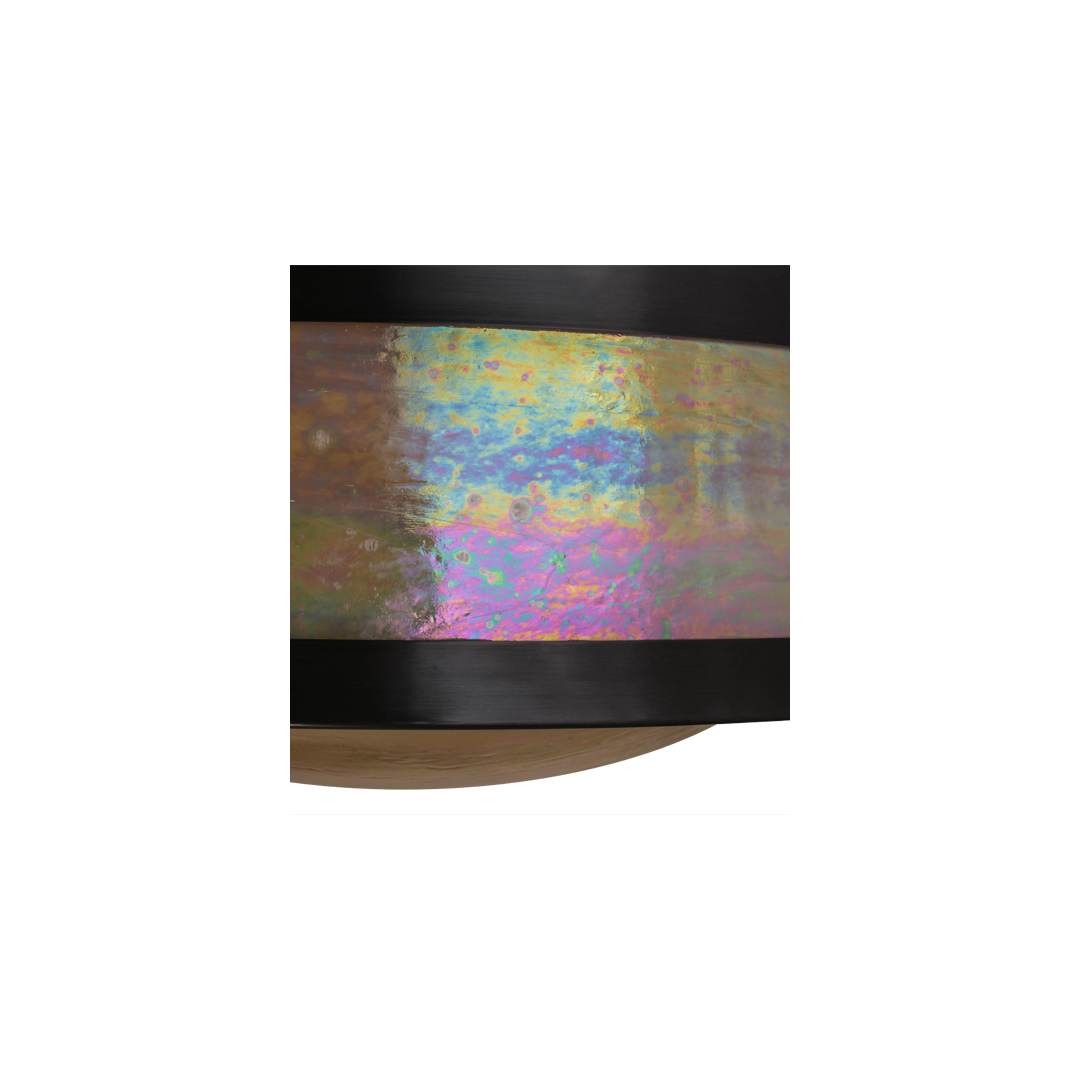 Pomona 4 Light 18" Wide Semi-Flush Drum Ceiling Fixture with Iridized Glass Shade - Craftsman Brown Finish