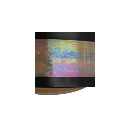 Pomona 4 Light 18" Wide Semi-Flush Drum Ceiling Fixture with Iridized Glass Shade - Craftsman Brown Finish