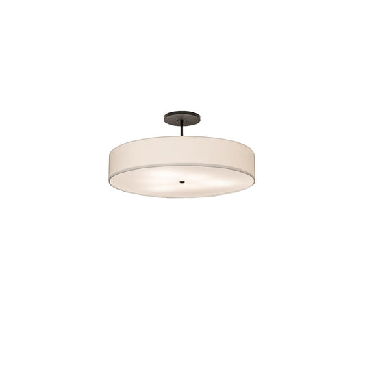 Cilindro 6 Light 42" Wide Semi-Flush Drum Ceiling Fixture with White Shade - Bronze Finish