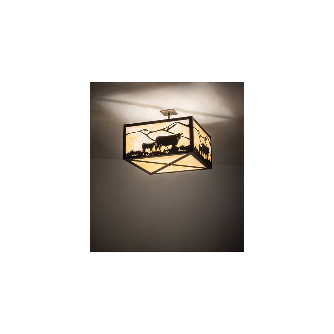 Calf and Cow 4 Light 34" Wide Semi-Flush Square Ceiling Fixture