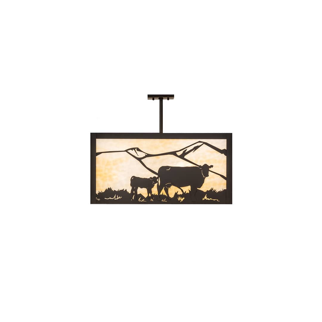 Calf and Cow 4 Light 34" Wide Semi-Flush Square Ceiling Fixture