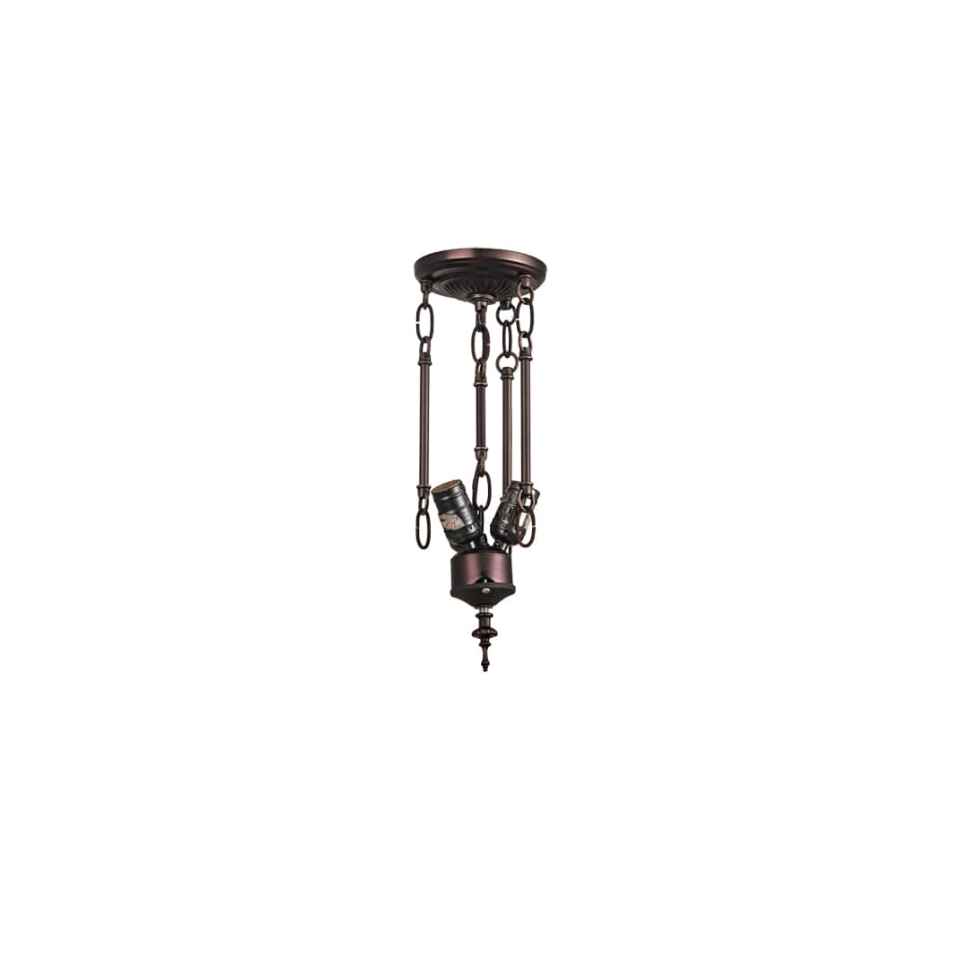 Tiffany Lotus Leaf 3 Light 25" Wide Semi-Flush Bowl Ceiling Fixture