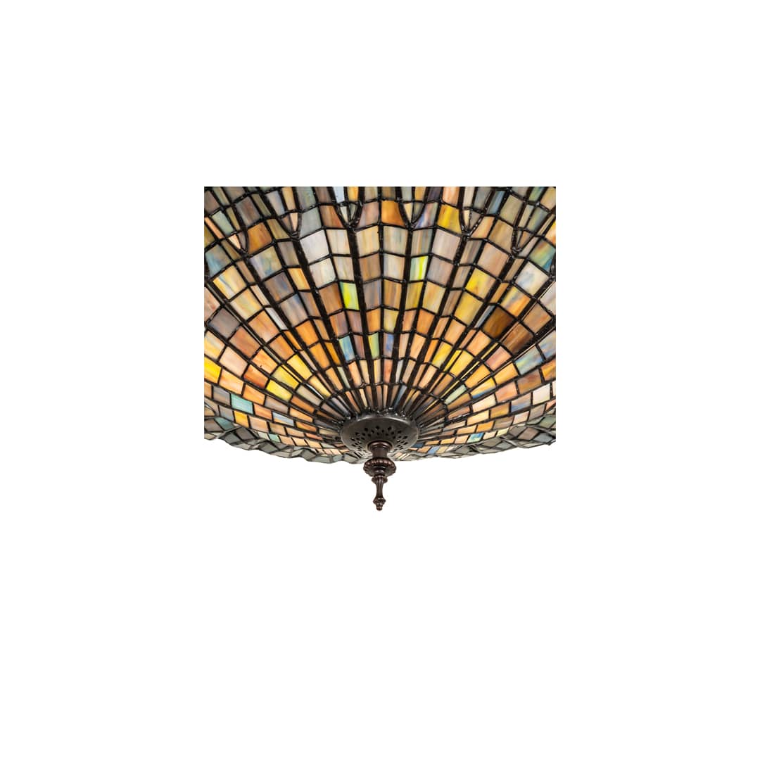 Tiffany Lotus Leaf 3 Light 25" Wide Semi-Flush Bowl Ceiling Fixture