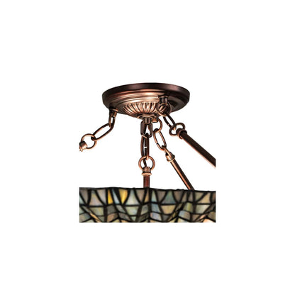 Tiffany Lotus Leaf 3 Light 25" Wide Semi-Flush Bowl Ceiling Fixture