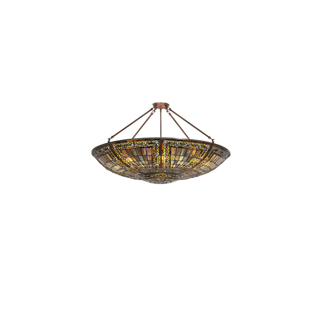 Fleur-de-lis 8 Light 40" Wide Semi-Flush Bowl Ceiling Fixture - Mahogany Bronze Finish