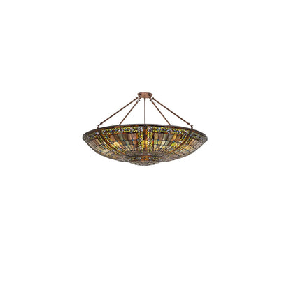 Fleur-de-lis 8 Light 40" Wide Semi-Flush Bowl Ceiling Fixture - Mahogany Bronze Finish