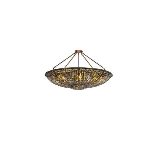 Fleur-de-lis 8 Light 40" Wide Semi-Flush Bowl Ceiling Fixture - Mahogany Bronze Finish