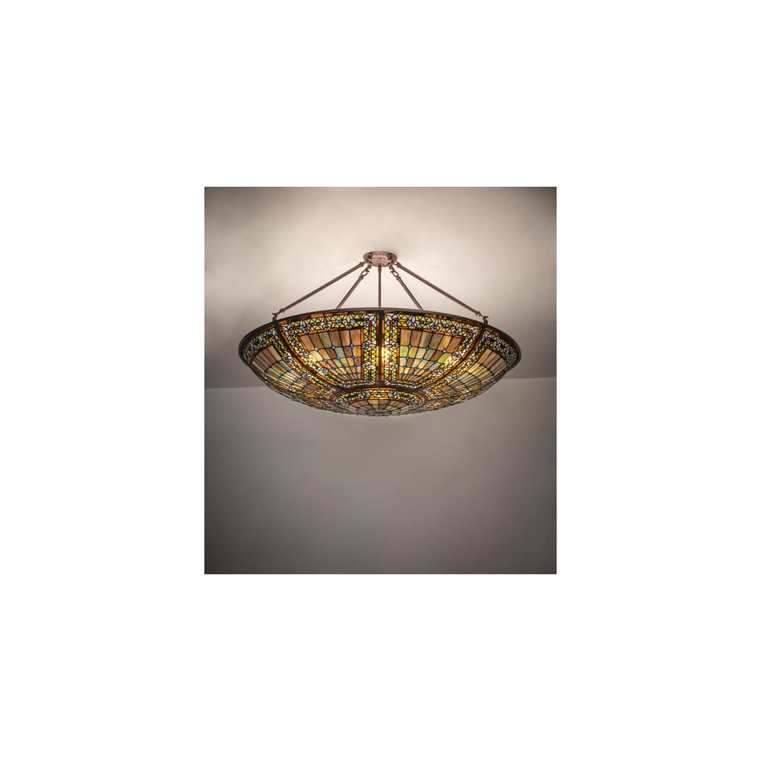 Fleur-de-lis 8 Light 40" Wide Semi-Flush Bowl Ceiling Fixture - Mahogany Bronze Finish