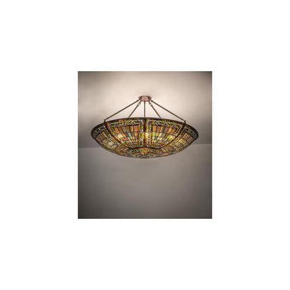 Fleur-de-lis 8 Light 40" Wide Semi-Flush Bowl Ceiling Fixture - Mahogany Bronze Finish