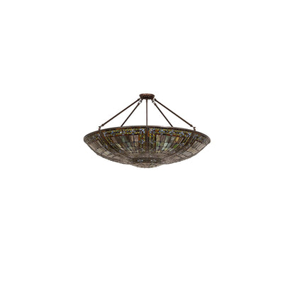 Fleur-de-lis 8 Light 40" Wide Semi-Flush Bowl Ceiling Fixture - Mahogany Bronze Finish