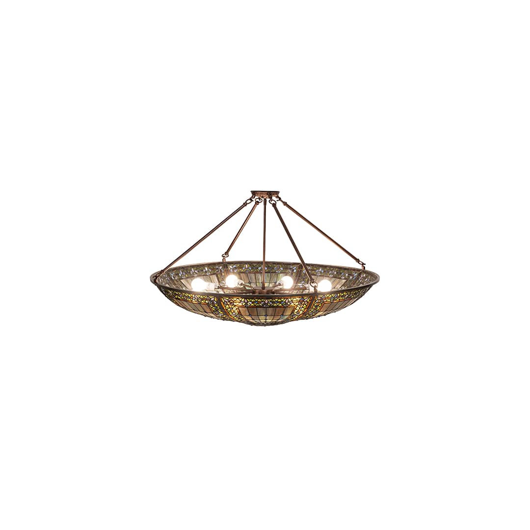 Fleur-de-lis 8 Light 40" Wide Semi-Flush Bowl Ceiling Fixture - Mahogany Bronze Finish