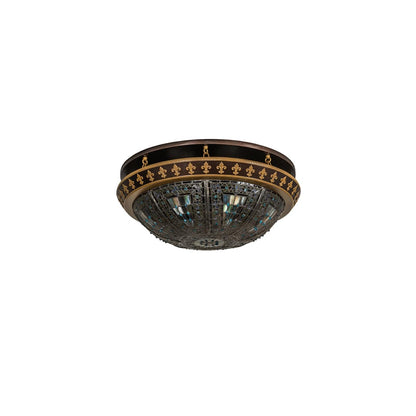 Fleur-de-lis 4 Light 28" Wide Semi-Flush Bowl Ceiling Fixture - Copper Vein / Antique Gold Finish