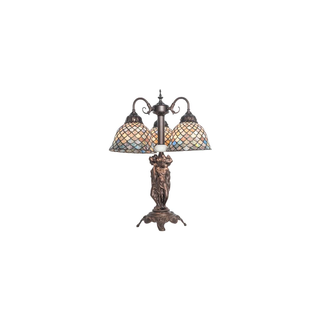 Tiffany Fishscale 3 Light 23" Tall Buffet Table Lamp